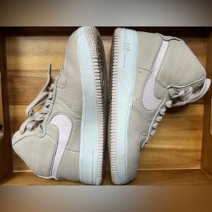 Nike Light Beige and Soft Pink High-Top Sneakers